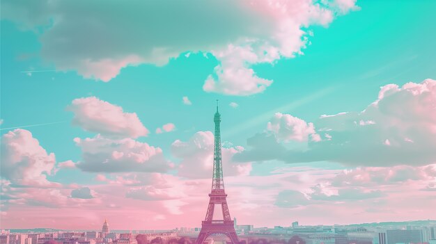 Dreamy atmosphere and pastel colored scene for travel content