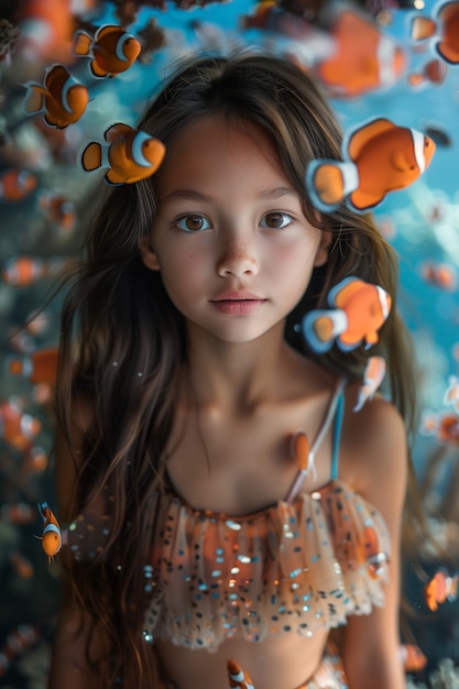  Free Photo | Dreamy mermaid underwater