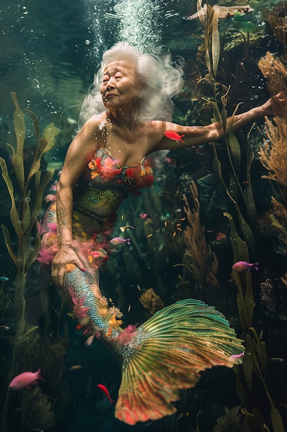 Dreamy mermaid underwater