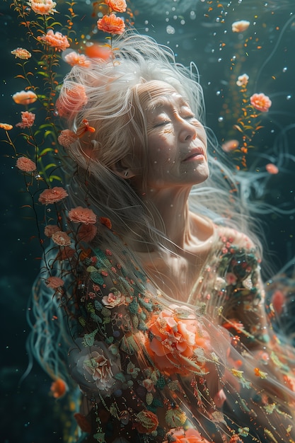 Dreamy mermaid underwater