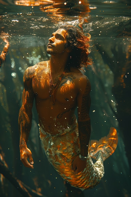 Foto gratuita la sirena sognante sott'acqua
