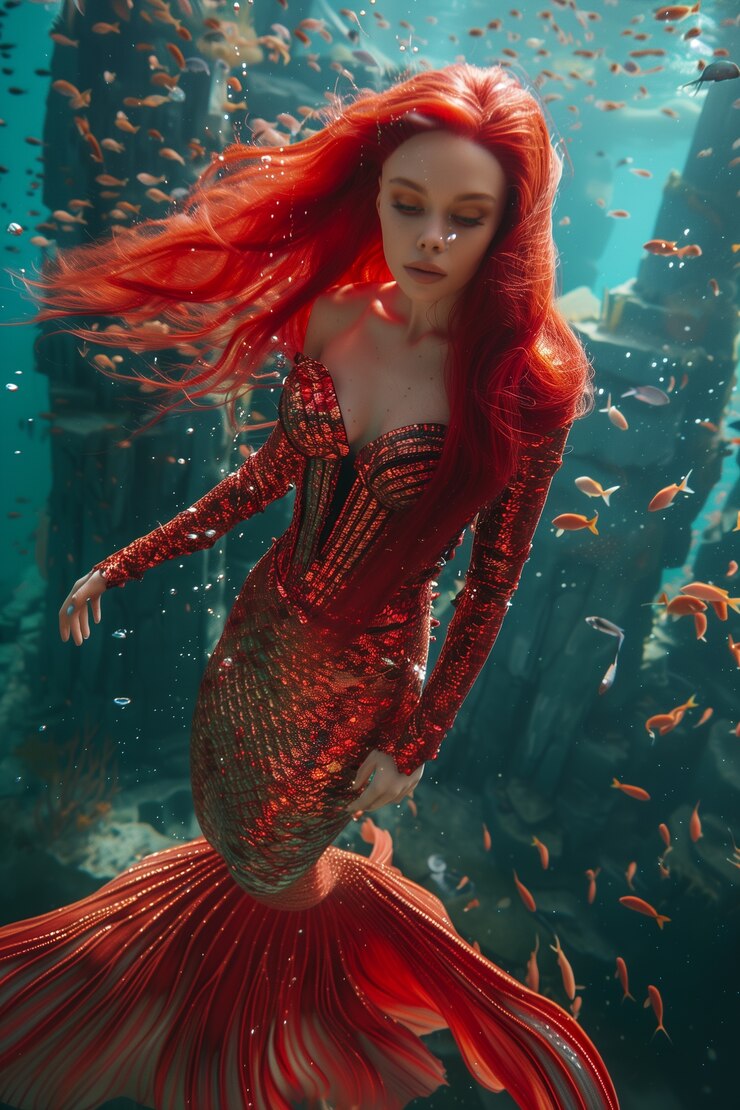 Free Photo dreamy mermaid underwater