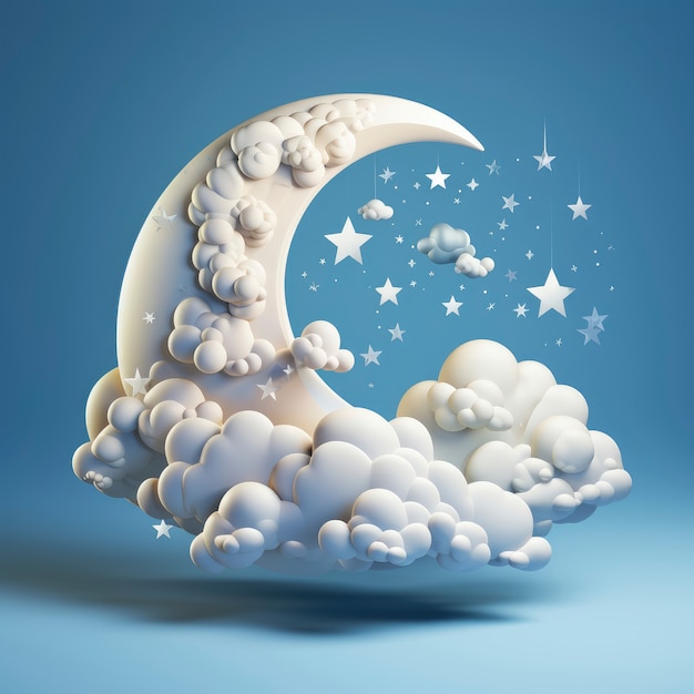 Free photo dreamy moon with stars