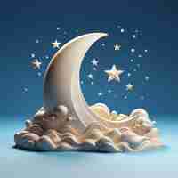 Free photo dreamy moon with stars