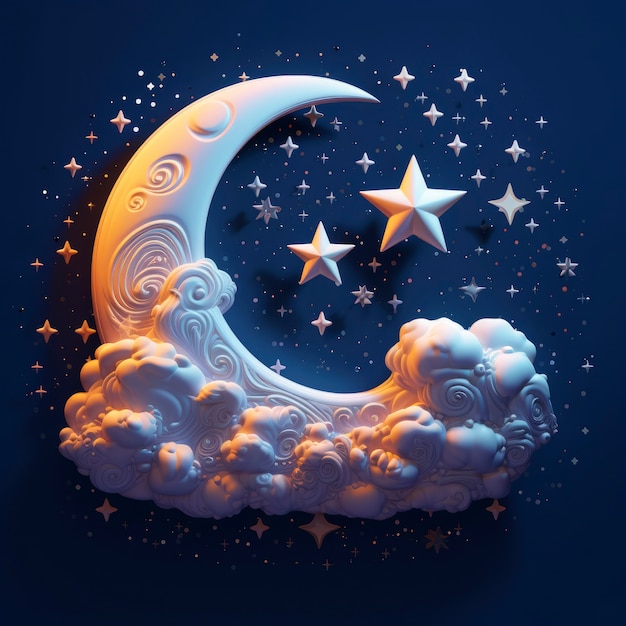 Dreamy moon with stars