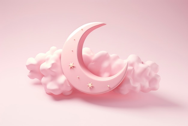 Free photo dreamy moon with stars