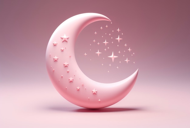 Free photo dreamy moon with stars