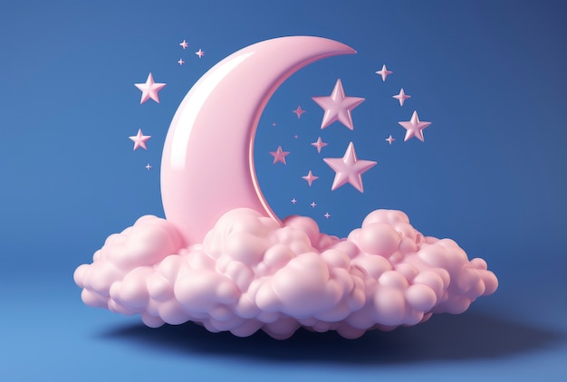 Free photo dreamy moon with stars