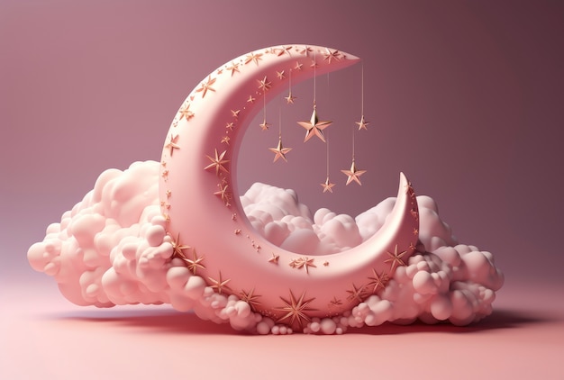 dreamy moon with stars