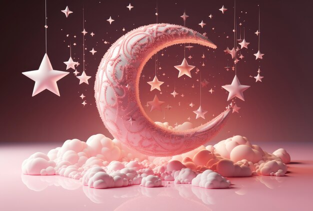 Dreamy moon with stars