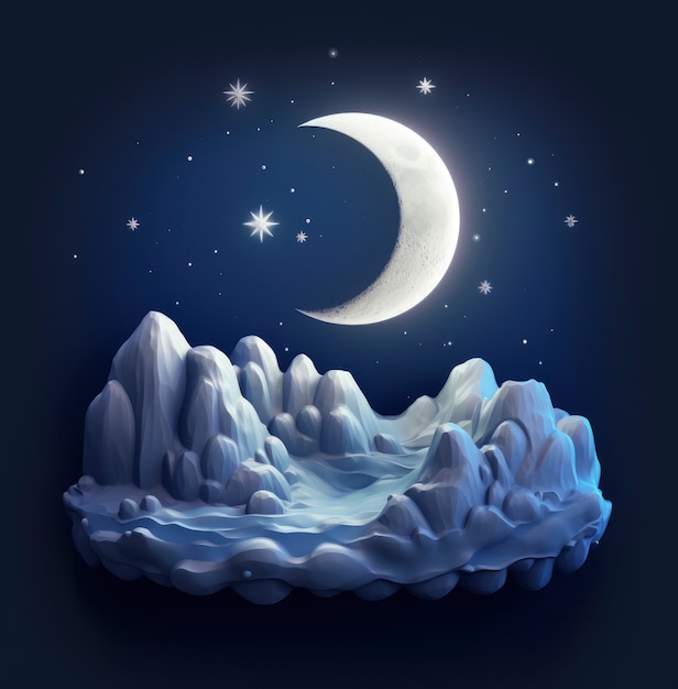 dreamy moon with stars