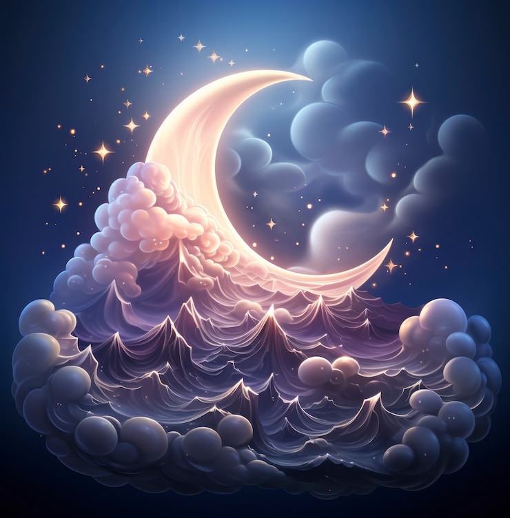 Free Photo dreamy moon with stars