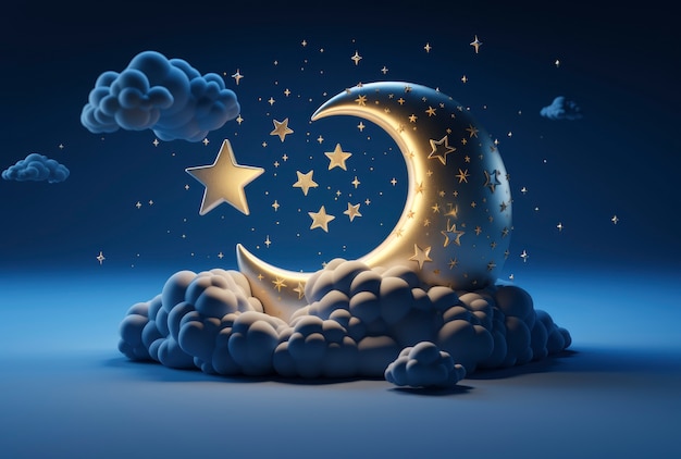 Free photo dreamy moon with stars