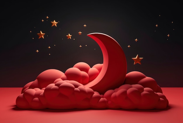 Free photo dreamy moon with stars