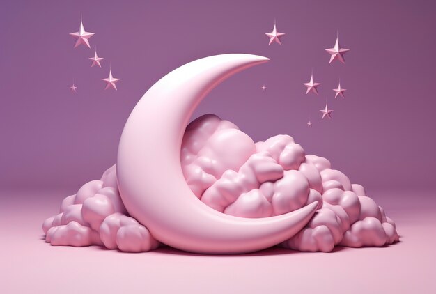 Dreamy moon with stars