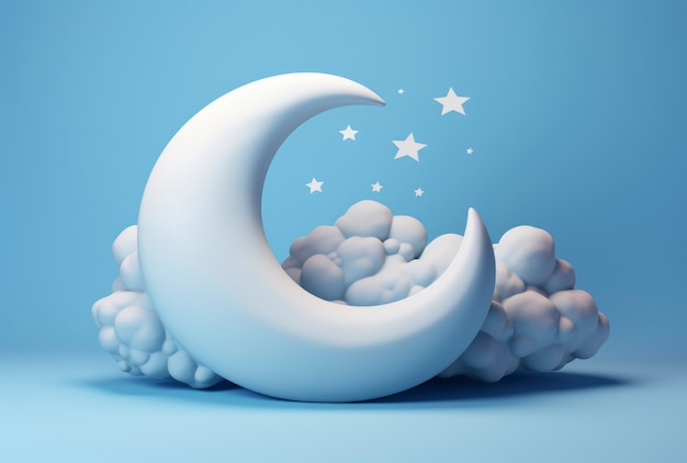 Free photo dreamy moon with stars