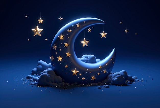 Free photo dreamy moon with stars