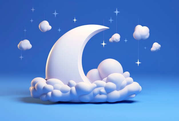Dreamy moon with stars