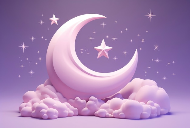 Free photo dreamy moon with stars