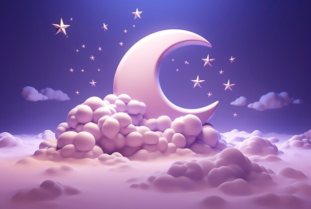 Dreamy moon with stars