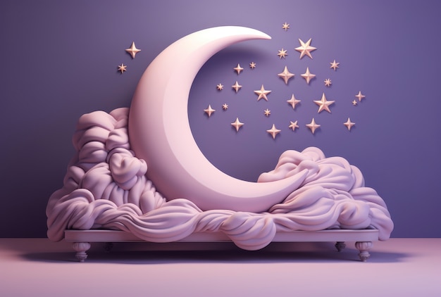 Free photo dreamy moon with stars