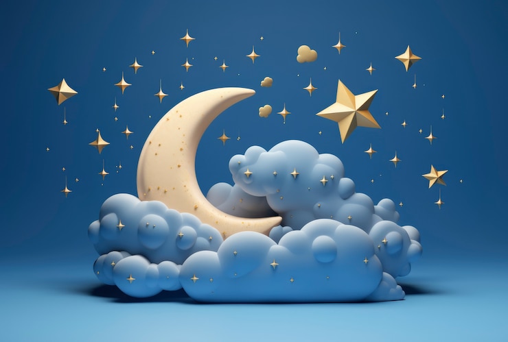 Free Photo dreamy moon with stars