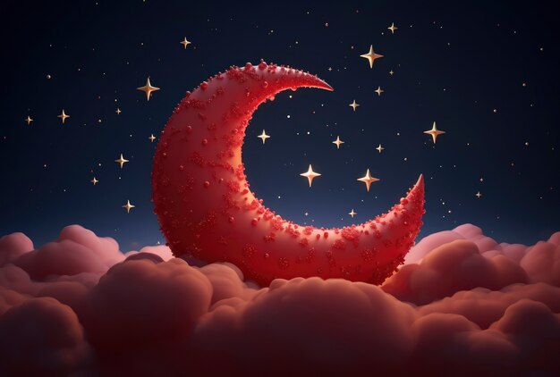 Free photo dreamy moon with stars