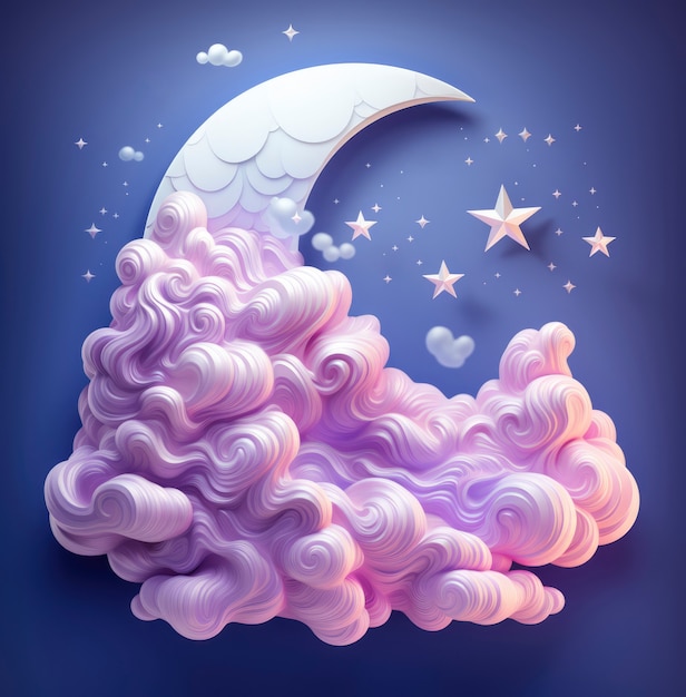 Free photo dreamy moon with stars