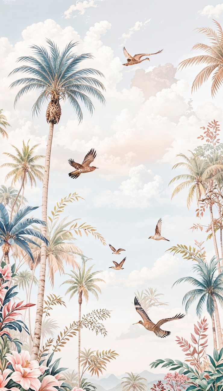 Free Photo dreamy pastel colors landscape illustration