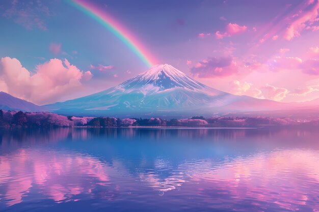 Free Photo dreamy rainbow on a countryside