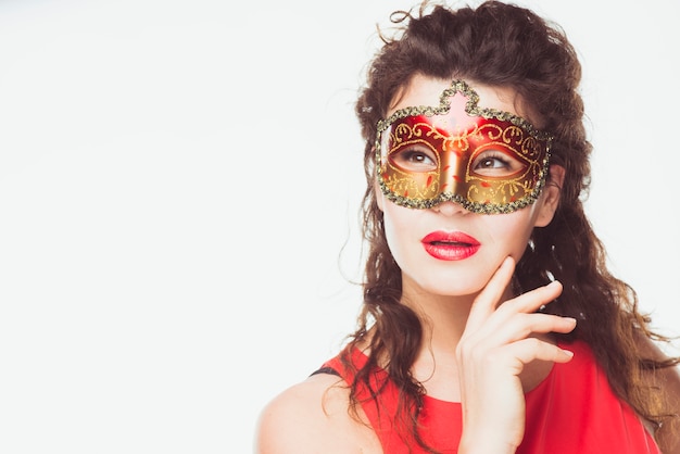 Dreamy woman with mask