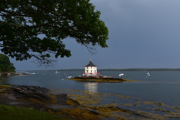 Dreary Day Engulfing the Nubble Just Off of Bustin's Island