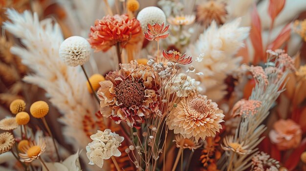 Dried autumn flowers representing indian sanchi stupa art