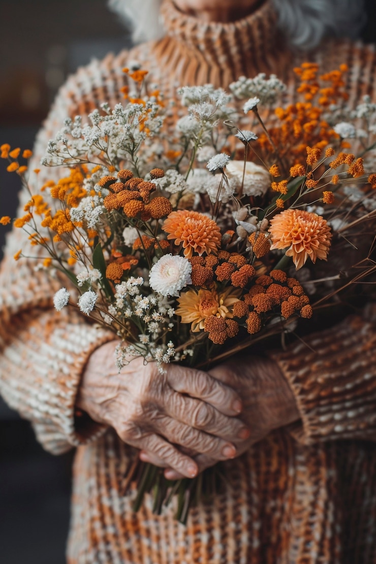 Free Photo dried autumn flowers representing indian sanchi stupa art