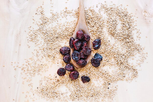 Dried berries and sesame seeds