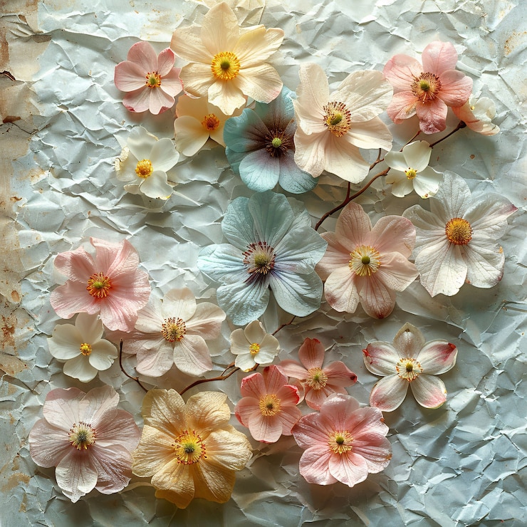 Free Photo dried flowers on torn paper