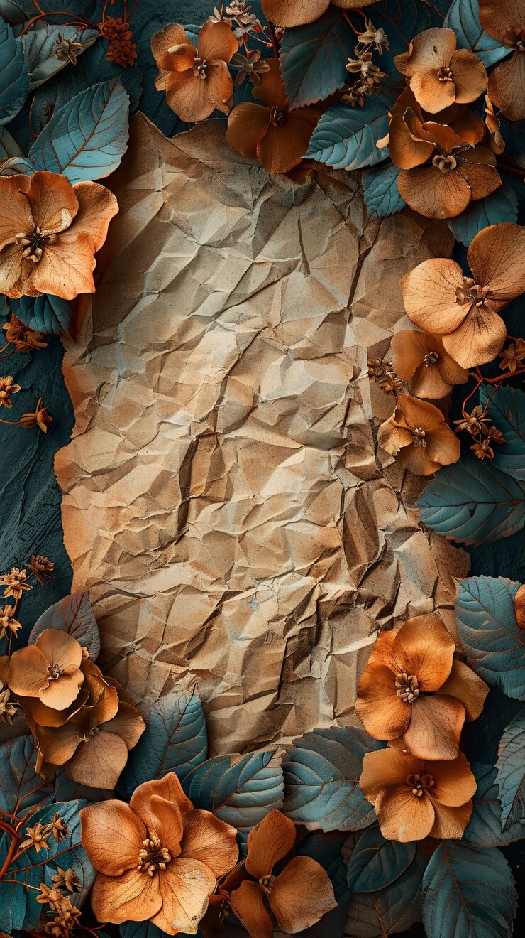 Free Photo dried flowers on torn paper