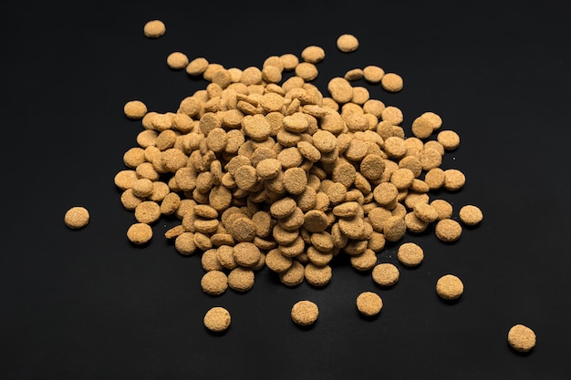 Dried food for dogs or cats top view