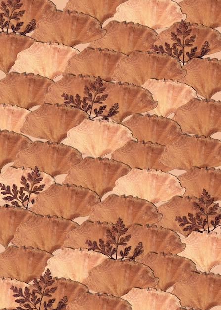 Free photo dried leaf patterned in beige