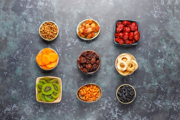 Free photo dried organic fruits assortment.