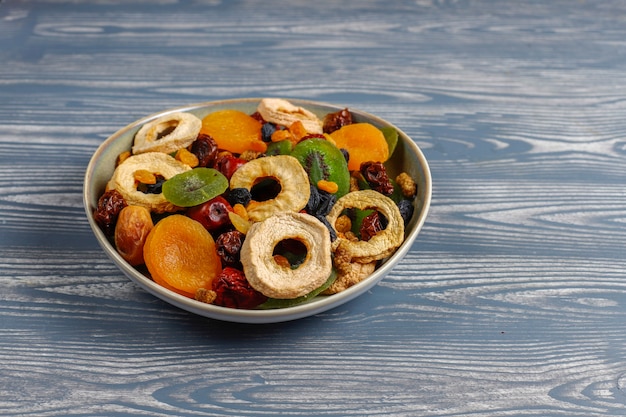 Free photo dried organic fruits assortment.