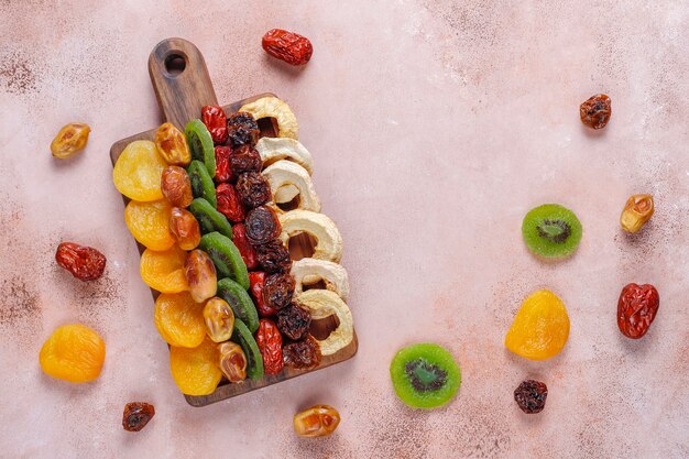 Dried organic fruits assortment.