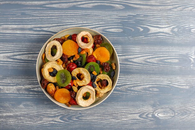 Dried organic fruits assortment.