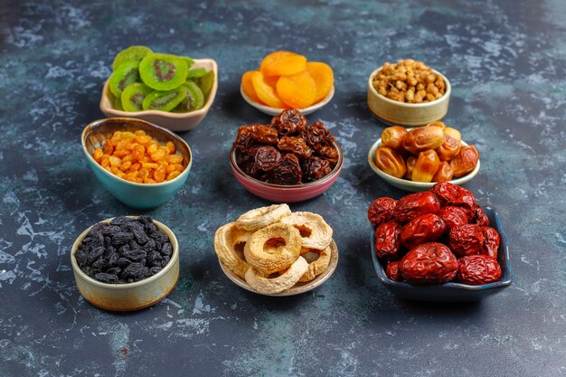 Free photo dried organic fruits assortment.