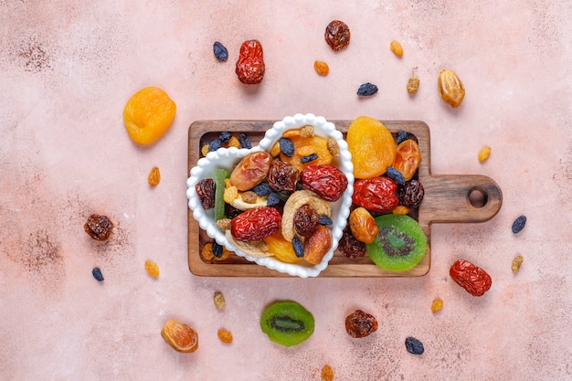 dried organic fruits assortment.