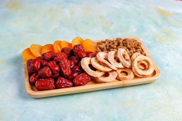 Dried organic fruits assortment.