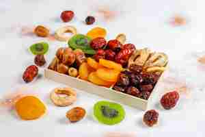 Free photo dried organic fruits assortment.