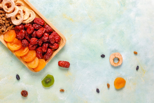 dried organic fruits assortment.
