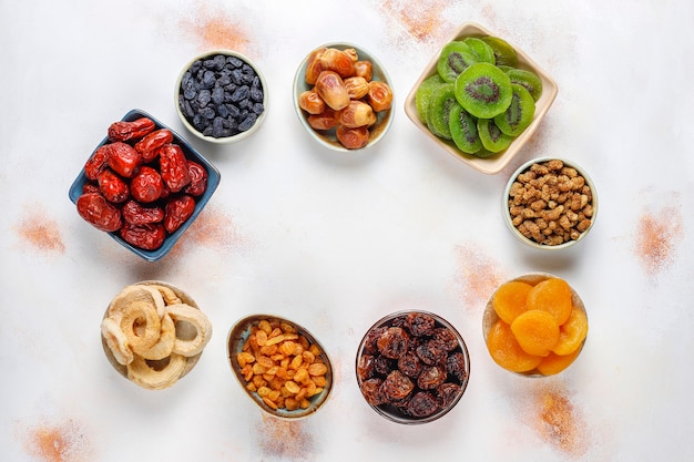 Dried organic fruits assortment.