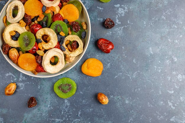 Dried organic fruits assortment.